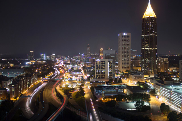 Panorama of Atlanta city at night