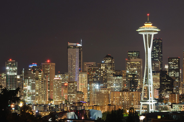 General landscape of Seatle at night