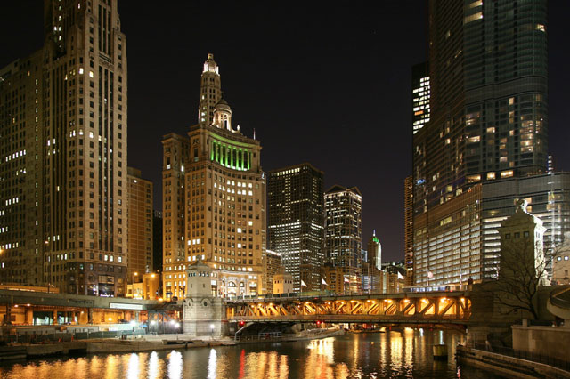 Main business area near to the Chicago river